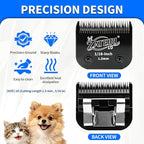 4 Pack Pet Grooming Clipper Blades with Steel Cutters, Sizes 10, 7FC, 5FC & 4FC, Black, Compatible with Andis, Oster A5, Wahl KM10 A5 Style Dog Clippers