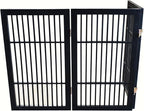 Urnporium Pet Dog Gate Freestanding, Strong Durable Folding Wooden Fence, Portable Acacia Hardwood Safety Barrier for Indoor & Outdoor Use (Black Pet Gate, 3 Panel 30" Tall)