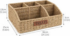 Bratod Dog Storage Organizer Wicker Basket,Dog Treat Container Bin for Countertop,Pet Treats Box with Dividers,Dog Cat Can Food Storage Bin,Pet Treat Station-Natural Woven Seagrass