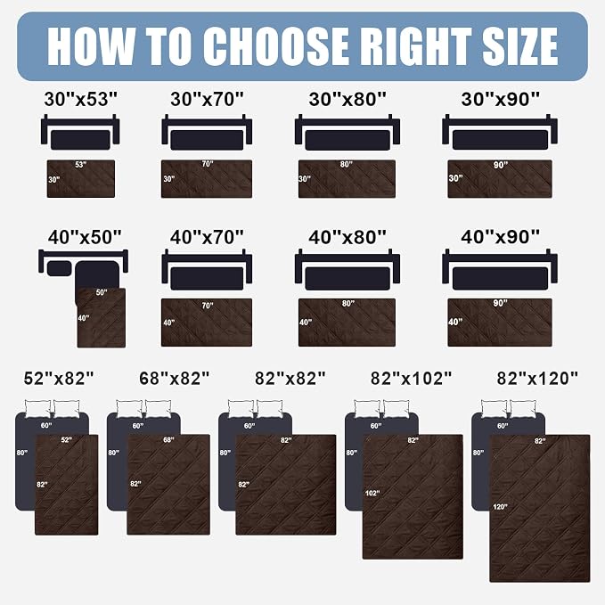 Smiry Waterproof Reversible Dog Bed Cover Pet Blanket | Pet Friendly, Soft Fabric, Washable Dog Blanket for Furniture Bed Couch Sofa, Checkered (82"x82", Chocolate/Dark Grey)