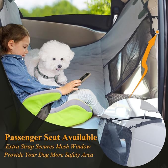 VIVAGLORY Dog Seat Cover Dog Hammock, Standard, Grey | Seat Cover for Car Suv & Truck, Back Backseat Split Hair Resistant Protector for Pet