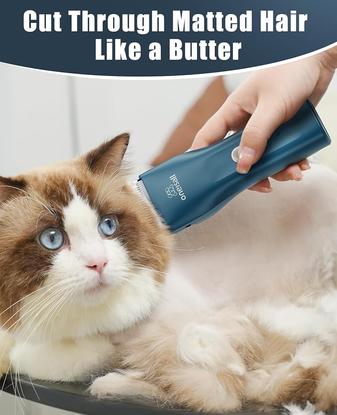 oneisall Pet Clippers for Cat Matted Hair, Quiet Pet Shaver for Cats | Waterproof Cordless Cat Clippers for Matted Long Hair with Storage Bag,Lightweight and Easy to Use for Cat, Pet, Small Dog