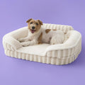 LE SURE Cute Cozy High Back Orthopedic Dog Beds Medium Size Dog,28" Beige | Waterproof Pet Bed with Sides, Aesthetic Comfy Egg-Crate Foam Pet Couch Sofa, Removable Washable Cover, Non-Slip Bottom
