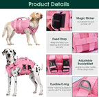 Kuoser Dog Life Jacket, High Flotation Reflective Dog Life Vest, Pink, S | Adjustable Dog Lifejackets for Small Medium Large Dogs, Lifevest with Rescue Handle for Swimming, Boating, Lake, Beach & Pool