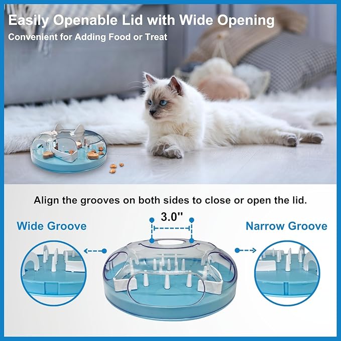 Interactive Cat Treat Puzzle Enrichment Toys, Sky Blue | Cat Puzzle Feeder, Slow Feeder, Food Maze, Mental Stimulation Foraging Toys, for Indoor Cats and Kittens