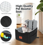 GL GLENSLAVE Dog Car Seat for Small/Medium Dogs Under 35lbs,Memory Foam Dog Booster Seats,Detachable and Washable Traval Pet Car Seat, Dogs Bed with 2 Safety Belts(Balck/Grey)