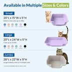 KittyGohere Senior Cat Litter Box Small with Scoop, 2 Pack Lavender | Open Top Low Entrance Kitty Litter Box With With Long-handle Jumbo Scoop, Lightweight & Durable Litters Box, Made in USA