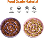 8.66 in Purple Dog Bowl Ceramic Slow Feeder for Medium Large Dogs,Elevated/Raised Slow Feeding Dog Food Water Dish Heavy Weighted,Puppy Bowl for Fast Eaters,Puzzle Eating Bowl Maze