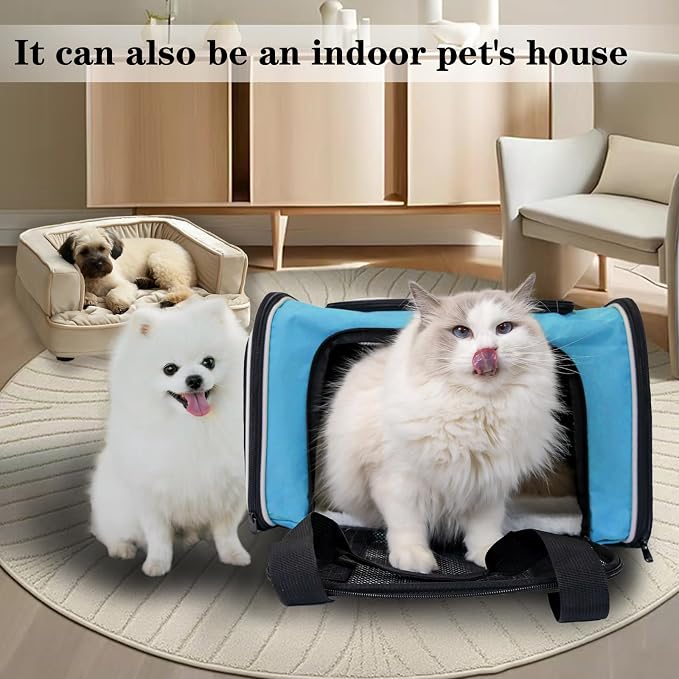 Top tasta Dog Cat Carrier Pet Carriers for Small Medium Large Cats Dogs Carrier Soft Sided Small Puppy Dog Carrier Portable Foldable Airline Approved Dog Cat Travel Carrier Blue Medium