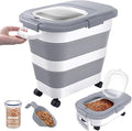23-25Lbs Airtight Dog Food Storage Container,Collapsible Dog Food Container | Large Pet Food Storage Container with Lid,Wheels,Handle,Scoop,Small Cat Food Container for Dog Cat