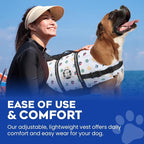 Dog Life Jacket - Swimming Vest for Dogs, Adjustable, Reflective, Comfortable, Multiple Colors, Patterns, XX-Small to Extra Large Dog Swim Vest with Handle (Nautical, Large)