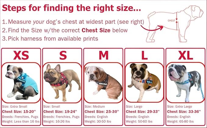 BULLHUG Adjustable Dog Harness– No Pull, No Choke – for English Bulldogs, French Bulldogs, Pugs & Broad-Chested Breeds – Easy, Safe Walks (Caution, Medium)