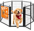 32 Inch Dog Playpen, 8-Panel Metal Pet Exercise Pen with Door, Foldable Indoor Outdoor Dog Fence for Medium Dogs, Black (Black, 32inch)