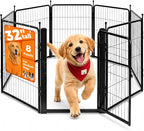 32 Inch Dog Playpen, 8-Panel Metal Pet Exercise Pen with Door, Foldable Indoor Outdoor Dog Fence for Medium Dogs, Black (Black, 32inch)