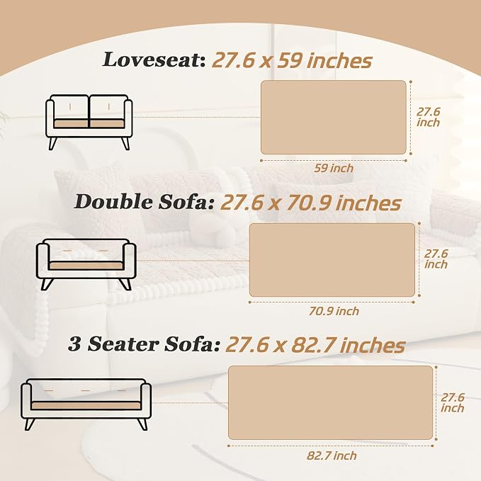 Plush Couch Cover for Dogs – Non Slip Pet Sofa Protector, Ultra Soft Washable Couch Cover for Pets, Anti-Slip Backing Furniture Protector for Cats & Dogs, Fits Standard & L-Shape Sofas (3 Sizes)