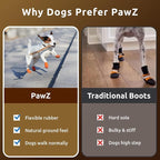 PawZ Rubber Dog Boots for Large Paws - All-Weather Waterproof Dog Shoes, Anti-Slip Traction for Rain, Snow, Mud & Hot Pavement - Pull-On Dog Booties, Brown + Black - Large (3"- 4") - Pack of 24