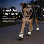 Dog Boots, Waterproof Dog Shoes with Reflective Straps, Rugged Anti-Slip Sole Paw Protectors for Medium Large Dogs, Breathable Pet Booties for Hot Pavement, Snow, Hiking, 4Pcs