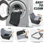 Lealchum Dog Car Seat for Medium Dogs Up to 40lbs,Fully Detachable and Washable,Memory Foam Covered Soft Fabric,Easy to Install with Adjustable Straps,Anti-Slip Base,2 Side Pockets(Black/Grey,Medium)
