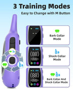 2-in-1 Dog Shock Collar and Bark Collar for Dogs – 3300FT Dog Training Collar with Remote, IP67 Waterproof e Collar with Anti-Bark/Beep/Vibration/Shock Modes for Small Medium Large Dog(8-120Lbs)