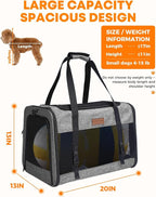Foldable Cat Dog Carrier for Pets up to 15 Lb, Grey | Top & Side Entry, Soft-Sided Pet Carrier with Ventilated Anti-Scratch Mesh & Car Seat Buckle for Car Travel, 20×13×13 in