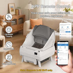 Automatic Cat Litter Box Self Cleaning - App Control, Open-Design, Smart Health Monitor, Suitable for Medium Cats and Kittens, Anti-Pinch Safety, Quiet Operation - White