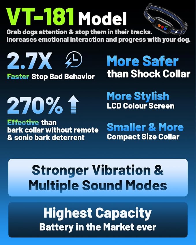 No Shock Dog Training Collar Vibrating Dog Collar with Remote 3300ft, Beep and Vibration Collar for Dogs 10-120lbs, Waterproof | Safe Lock | Painless&Humane to Stop Bad Behaviors