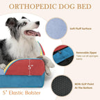 Comfort Expression Orthopedic Dog Beds for Large Sized Dog with Bolster | Waterproof Dog Couch Bed with Washable Cover & Non-Slip Bottom, Supportive Egg Crate Foam Large Pet Bed, 36x27 Inch