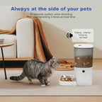 Automatic Cat Feeder, 6L Cat Food Dispenser with 10s Voice Recorder, Pet Feeder up to 8 Meals per Day, Timed Feeder with Dry Food Sealed Ring (Jade White)