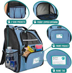PetAmi Dog Backpack Carrier for Small Medium Dogs Large Cats up to 18 lbs, 2 Side Entry, Structured No-Collapse Frame, Airline Approved Ventilated Pet Backpack for Hiking Camping Travel, Light Blue