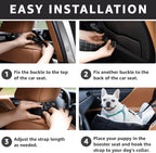 Oiilores Dog Car Seat for Small Dogs,Washable Pet Booster Seats for Car with Clip-On Safty Leash, Reversible Puppy Carseat with Storage Pockets, Travel Carrier Bed for Dogs Under 25 lbs, Grey
