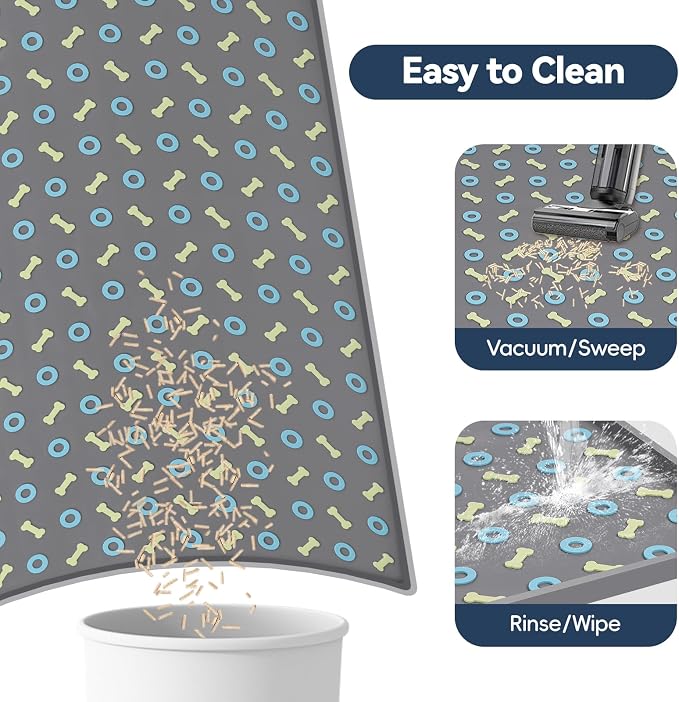 Silicone Cat Litter Mat 40" x 28" Cat Mat for Litter Box, Dark Grey | Extra Large Litter Box Mat, Waterproof Cat Litter Trapping Mat, Non-slip, Leakproof Kitty Litter Mat with Bone Pattern
