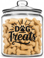 1-Gallon Glass Dog Treat Container Airtight – Large Countertop Dog Cookie Jar with Lid for Dog Treat Storage, Decorative Treat Jar & Dachshund Accessories