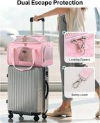 Top Expandable Cat Carrier for Airline Travel, 17x11x9.5 in, Pink | Stable reinforced frame, locking zippers, and breathable mesh for airport waits, vet visits, road trips, and daily travel