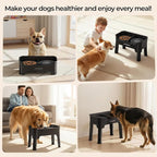 URPOWER Mess Proof Elevated Dog Bowls 4 Height Adjustable Raised Stand | No Spill Water Bowl, Slow Feeder Dog Bowls, Non-Slip Food and Water Bowl Set for Small, Medium & Large Dogs