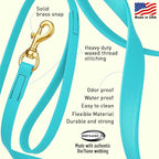 Viper Biothane K9 Working Dog Leash Waterproof Lead for Tracking Training Schutzhund Odor-Proof Long Line with Solid Brass Snap for Puppy Medium and Large Dogs, 15ft Sky Blue
