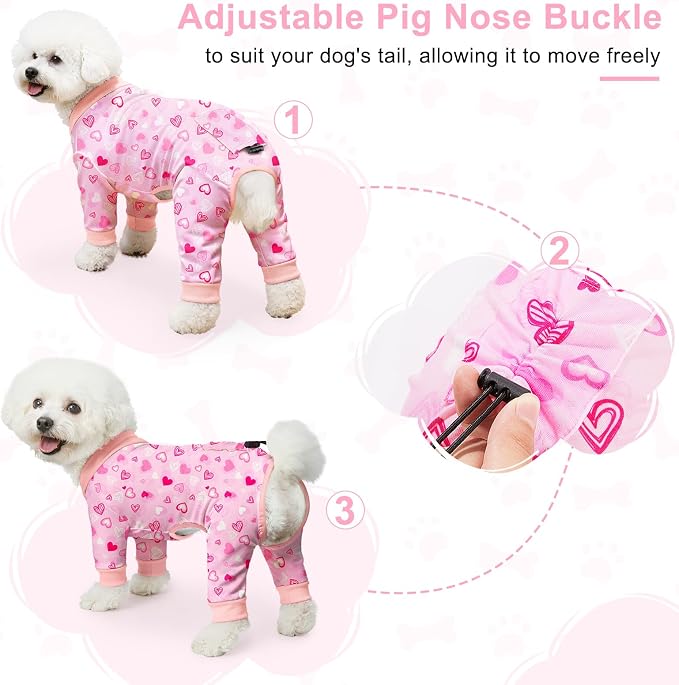 Bienbee Dog Pajamas, 4 Pack Adjustable Onesies for Small to Large Dogs L | Dog Shedding Suit with Soft Fabric, Breathable & Stretchy, and Adjustable Back Length for Sleeping Lounging and Daily Use