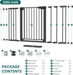 Cumbor 36" Extra Tall Baby Gate, 30-54" Wide Dog Gates for Large Dogs, Dual Lock & Self-Closing Child Gate for Stairs, Doorways & Hallways, Pressure Mounted Safety Proofing for Babies & Pets, Black