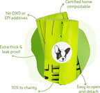 Certified Home Compostable Dog Poop Bags, 120 Plant Based Bags (8 Rolls) | NF T51-800, ASTM D6400 and EN 13432 certified, cornstarch based, extra thick, leak proof, unscented, 10% to charity