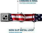 Buckle-Down Seatbelt Buckle Dog Collar, American Flag, Small, Multicolor | Fits 9 To 15 Inch Neck, 1 Inch Wide, Durable Nylon Pet Collar, Stainless Steel Buckle, Handcrafted In USA, Vivid Close Up