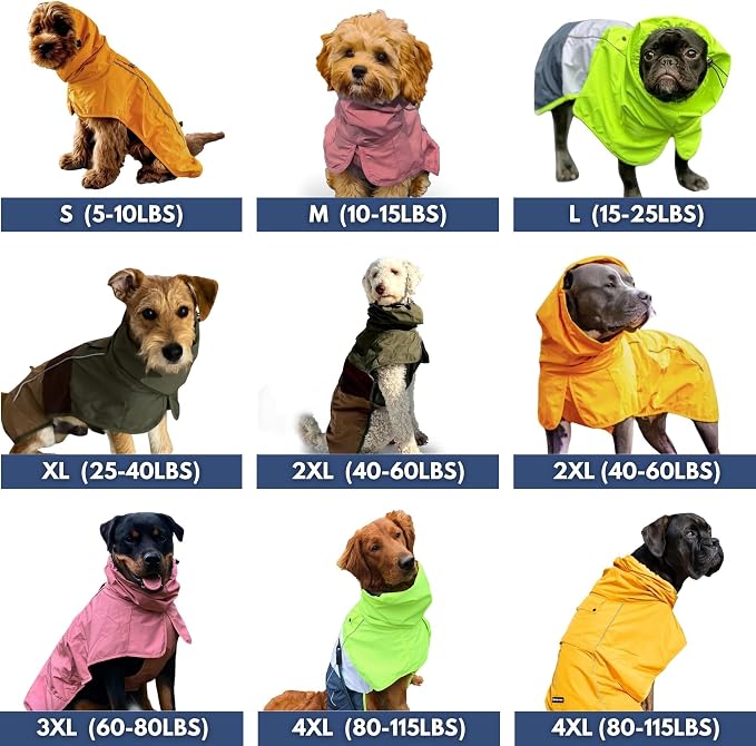 Spark Paws Dog Raincoat, Waterproof Windproof Rain Jacket, for Small Medium Large Extra Large Dogs, Reflective Breathable Full-Body Coverage Dry Suit - Camo Lime - XL