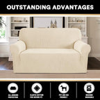 Stretch Loveseat Sofa Cover Slipcover Couch Cover for 2 Cushion Sofa Washable Sofa Cover for Pets Friendly Furniture Protector Covers with Non Slip Bottom(Loveseat, Biscotti Beige)