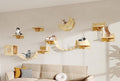 13-in-1 Cat Wall Shelves, Moon & Bridge Cat Wall Furniture, Beige | Wall Mounted Cats Shelf Set with Plush Fabric, Cat Climbing Systems for 16 Inch Drywall, Condo, Scratching Post, Space-Saving