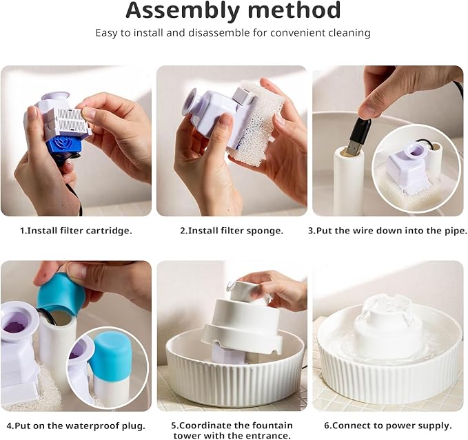 Ceramic Cat Water Fountain, 2.1L/71oz Cupcake Pet Water Fountain | Gradient Blue Automatic Pet Water Fountain For Cats & Dogs, Double Filtration, Easy To Clean, 360° Circulating Water Design