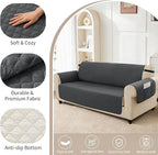 100% Waterproof Couch Cover for Dogs with Non-Slip & Side Pockets 23", Furniture Protector Sofa Covers, Washable Cushion Covers for Pets Kids Cat-Armchair Blackishgray