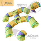 Foldable H-Shaped Cat Tunnel Toy with Interactive Playing Balls - 4 Exits for Cats, Kittens, Rabbits & Small Pets Collapsible Play Tube for Indoor Fun & Exercise (Colorful)