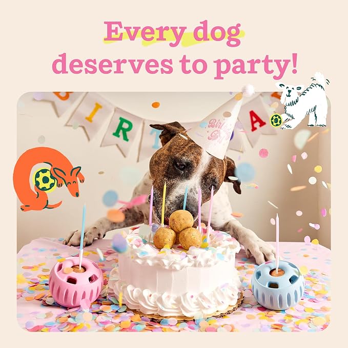 WOOF Party Pupsicle - Long-Lasting Interactive Dog Toys for Boredom - Low-Mess Design - Birthday Gifts for Dogs - Small Dog Toys - Buddy Blue