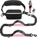 Uppetly Hands Free Dog Running Leash with Waist Belt, Dual Handle Elastic Bungees Retractable Rope for Small and Medium Dogs, Reflective Stitches for Walking Hiking Biking (Medium Pink, 8-25lb)