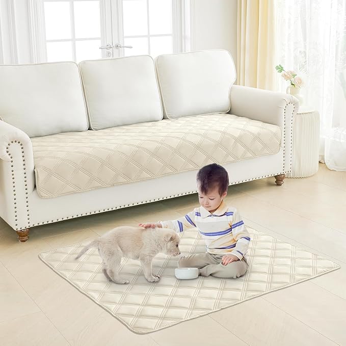 Smiry Waterproof Dog Bed Cover, Reversible Pet Blanket for Sofa Couch | Soft Washable Dog Blanket, Leakproof Couch Cover for Dogs Cats & Furniture Protection, 40x70, Beige/Beige