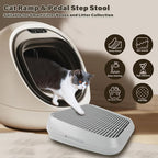 Cat Ramp for Litter Box, Anti-Tracking Cat Litter Trapper, Grey | Litter Box Step for Kittens & Senior Cats, 0.2-in Filter Holes, Non-Slip Base, Easy-Rinse ABS, Fits Most Litter Boxes