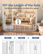BFNN Small Dog Gate Indoor, Up to 48" W Freestanding Pet/Puppy Fence | Flexible Space Control | Chewproof Steel Frame | 16.5" Step-Over Gate | Foldable | Drill-Free Setup | For Stairs & Doorways